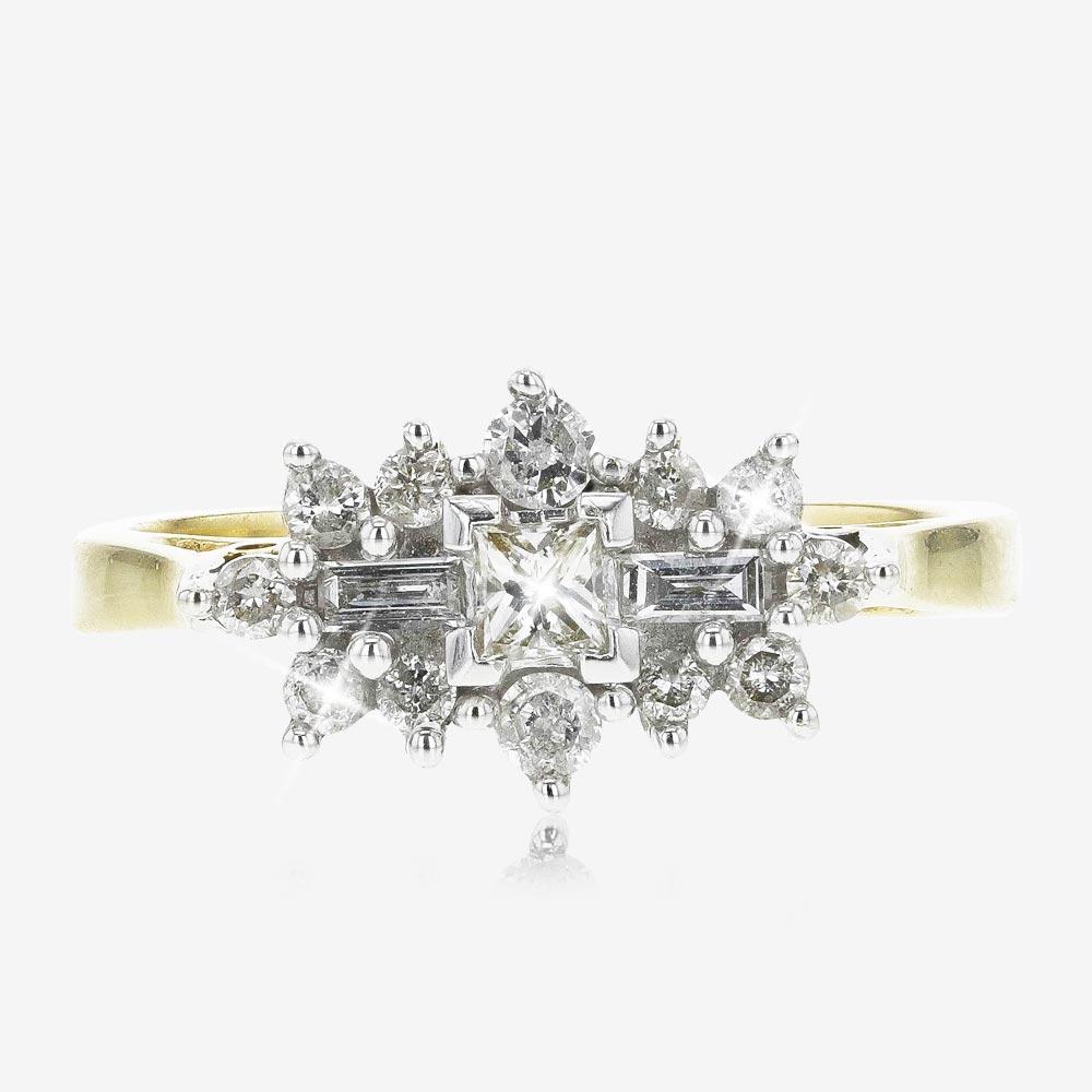 18ct Gold Diamond Cluster Ring .50ct