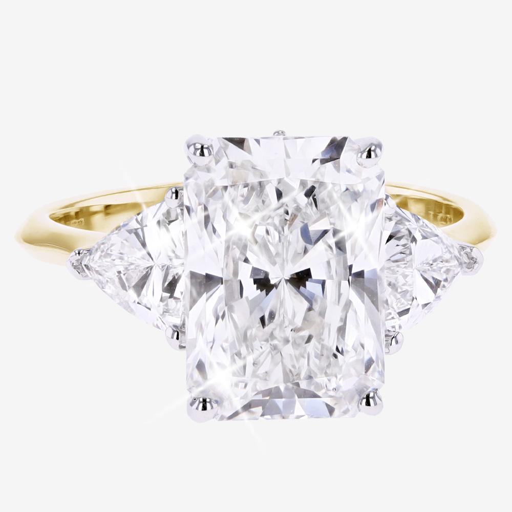 18ct Gold Real Diamond Lab-Grown Radiant Cut + Trillion 6.00ct