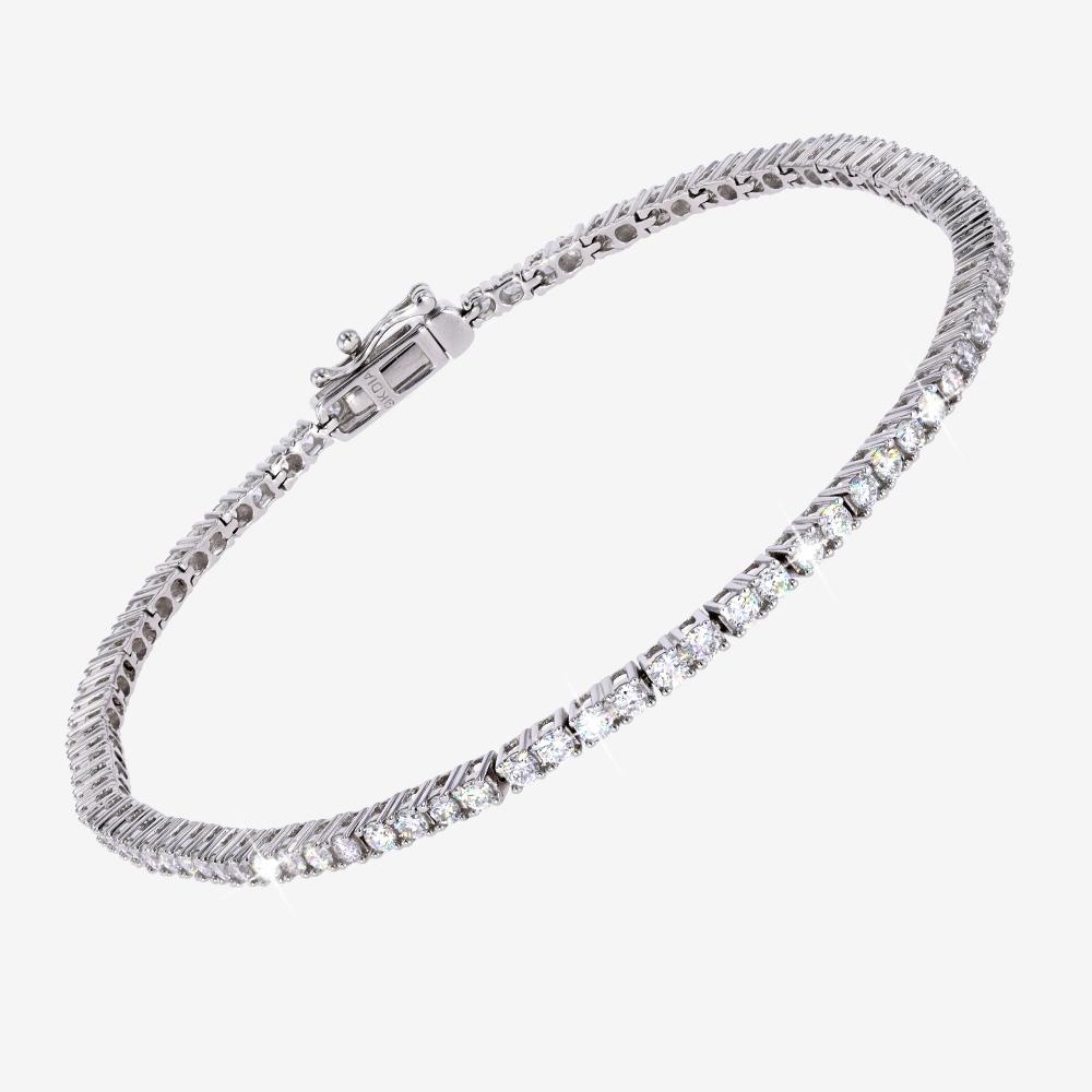 9ct White Gold Real Diamond Lab-Grown Tennis Bracelet 2.00ct