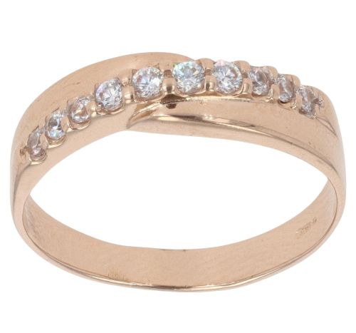 14ct Rose Gold Cubic Zirconia Crossover Ring