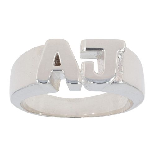 Silver Personalised Initial Polished Ring
