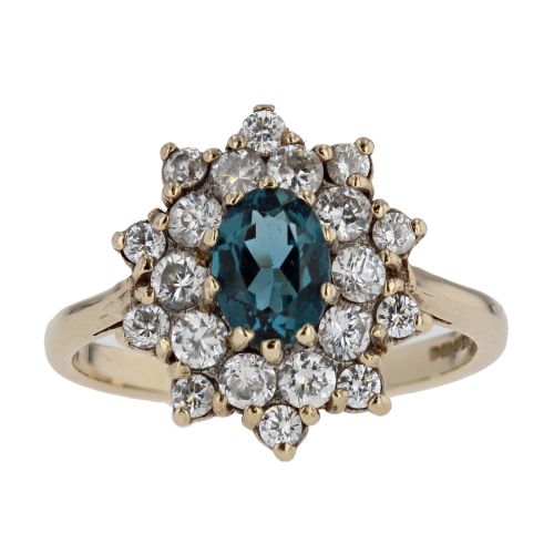 9ct Yellow Gold CZ And Blue Topaz Ring