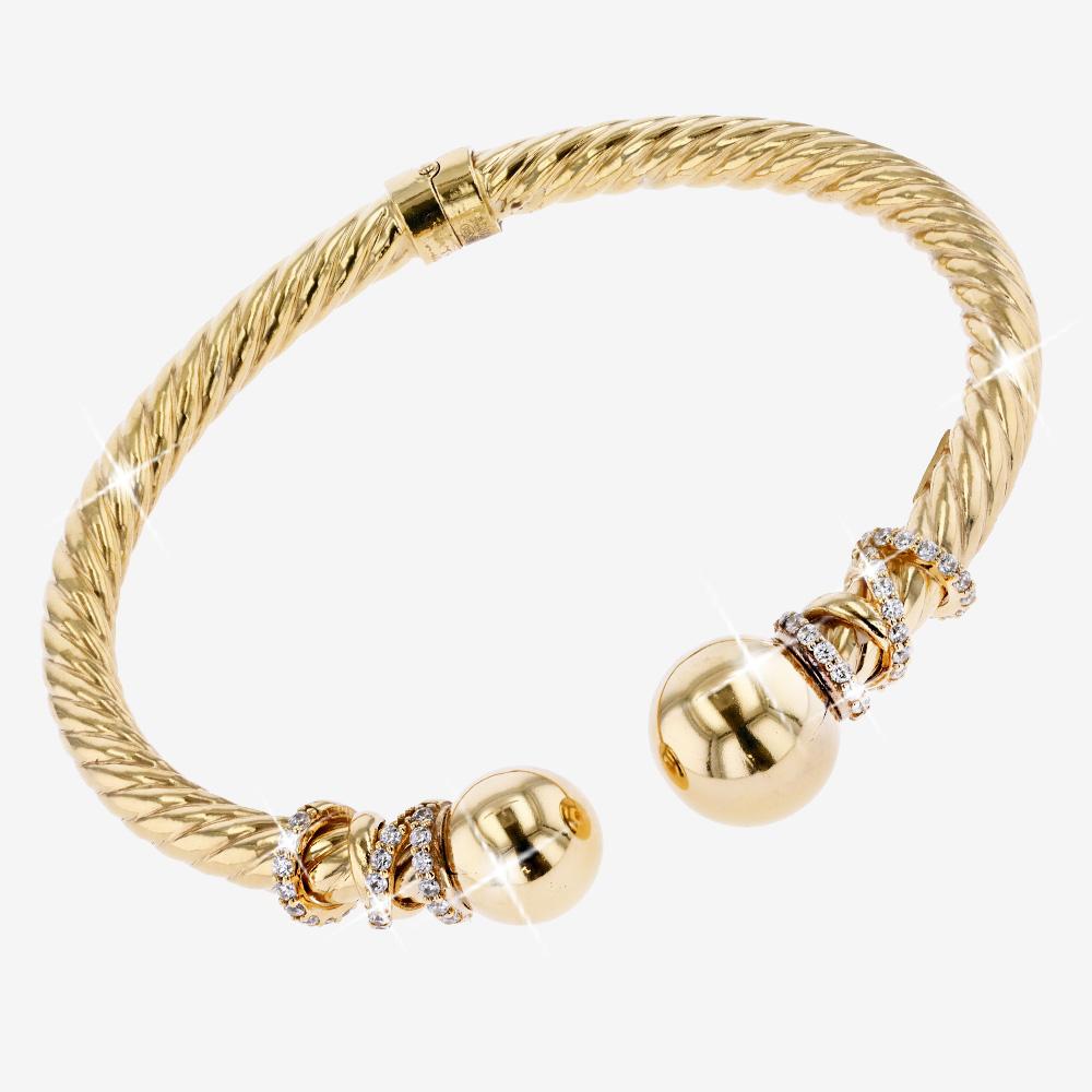 18ct Gold On Sterling Silver Torq Bangle