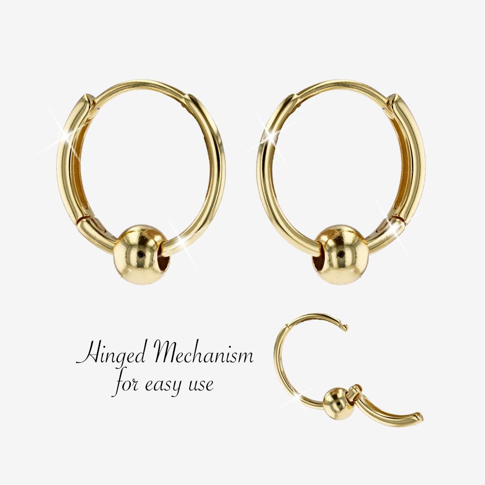 18ct Gold On Silver Huggie And Bead Earrings