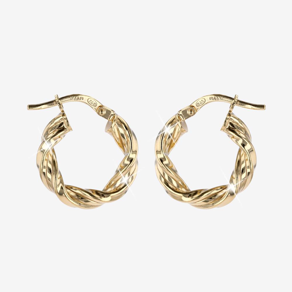 18ct Gold On Sterling Silver Twist Hoops - Small