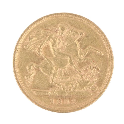 1893 Victoria Half Sovereign Coin
