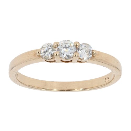 9ct Yellow Gold 0.48ct Diamond Trilogy Ring by Anya Belle