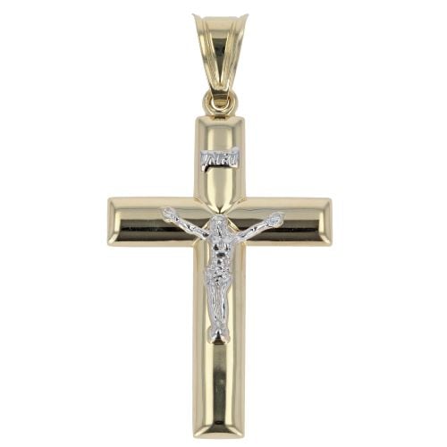 14ct Yellow And White Gold Crucifix Pendant