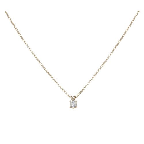 14ct Yellow Gold 1.00ct Princess Cut Diamond Solitaire Pendant And Chain 18"