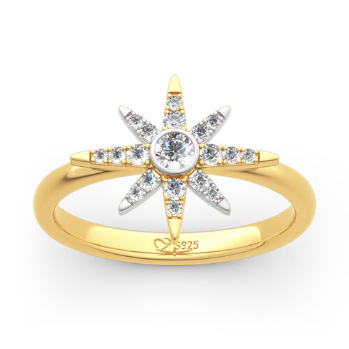 Jeulia Two Tone Star Sterling Silver Ring