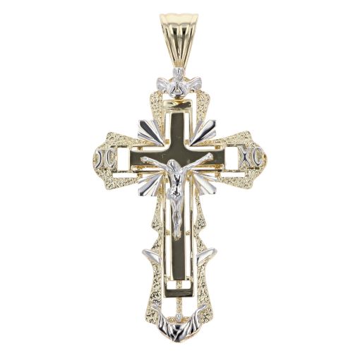 14ct Yellow Gold & White Gold Crucifix Pendant
