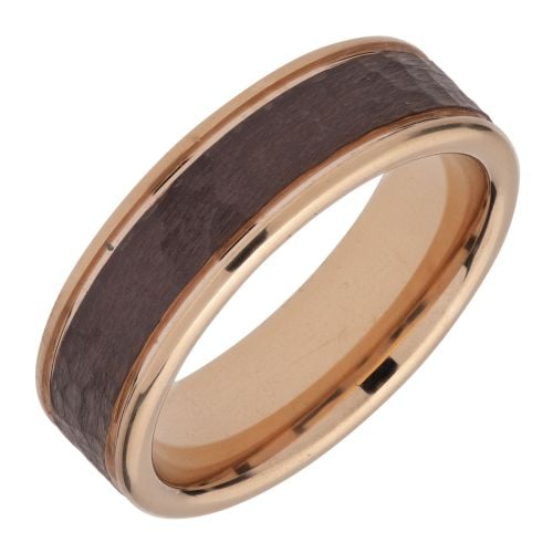 Tungsten Carbide With Rose and Brown IP Plating 7mm Ring