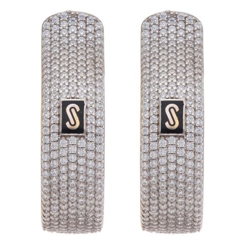 14ct Yellow Gold Monaco Classic Cubic Zirconia Pave Hoop Earrings
