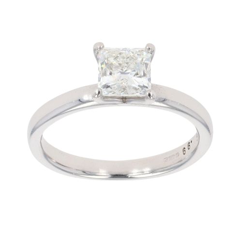 14ct White Gold 0.99ct French Cut Diamond Solitaire Ring