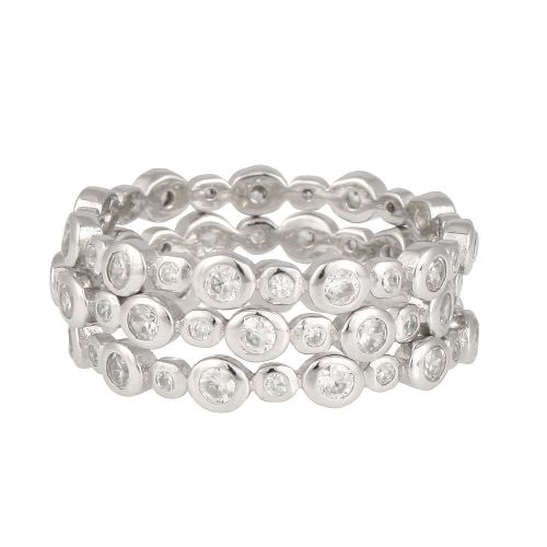 Sterling Silver Bubble Cubic Zirconia Stacking Rings
