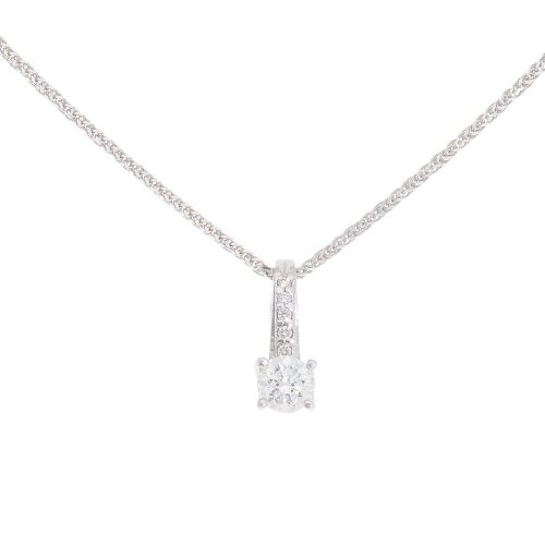 14ct White Gold 0.55ct Diamond Pendant and Chain 18"