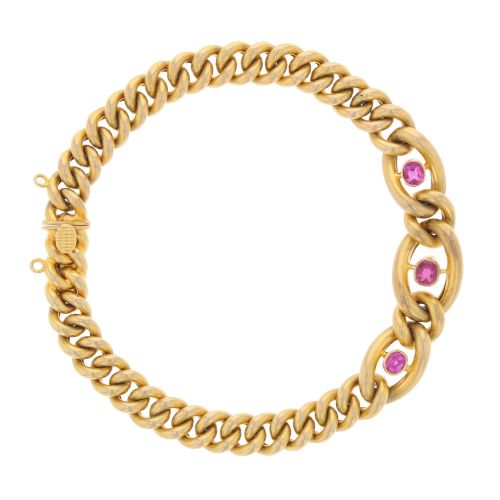 Vintage Ruby Curb Link 7" Bracelet