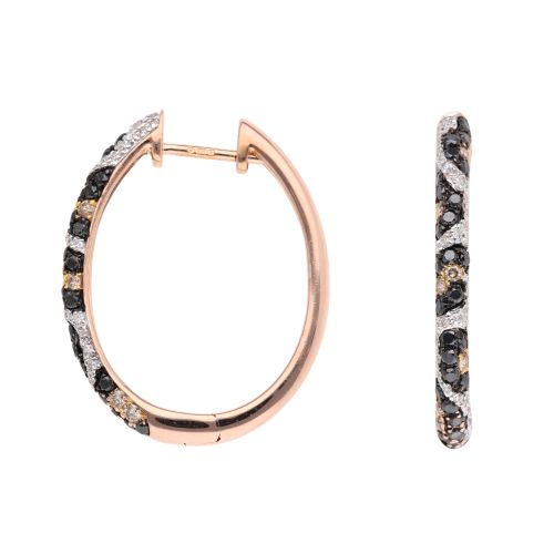 14ct Rose Gold 0.40ct Brilliant Cut Black And White Diamond Hoop Earrings