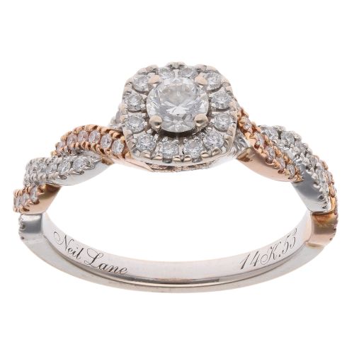 14ct White and Rose Gold 0.60ct Brilliant Cut Diamond Cluster Ring