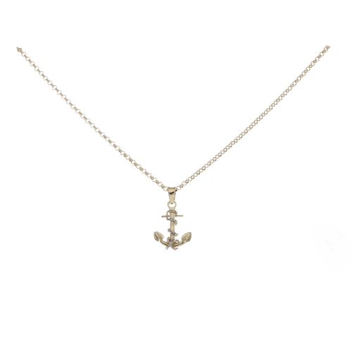 14ct Yellow & White Gold Child's Anchor Pendant & Chain