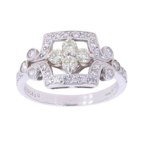 14ct White Gold 1.00ct Brilliant Cut Diamond Fancy Ring