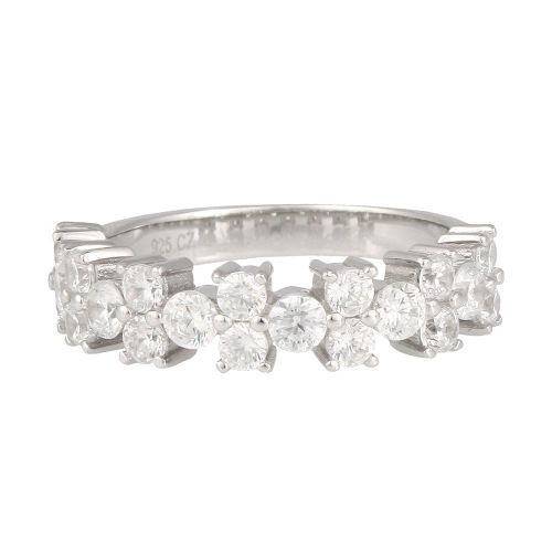 Sterling Silver Cubic Zirconia Half Eternity Cocktail Ring