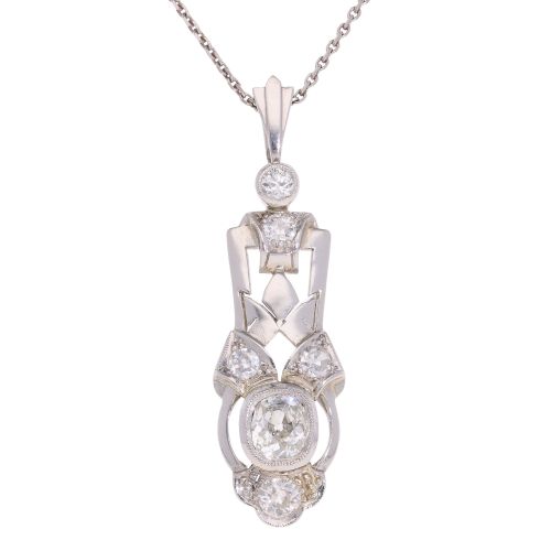 Vintage Old Cut 0.85ct Diamond Pendant and Chain 18"