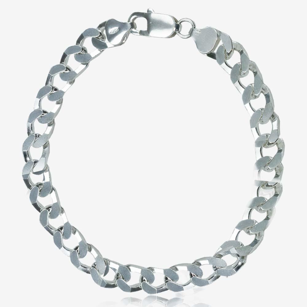 Silver Solid Square Curb Link Men's Bracelet