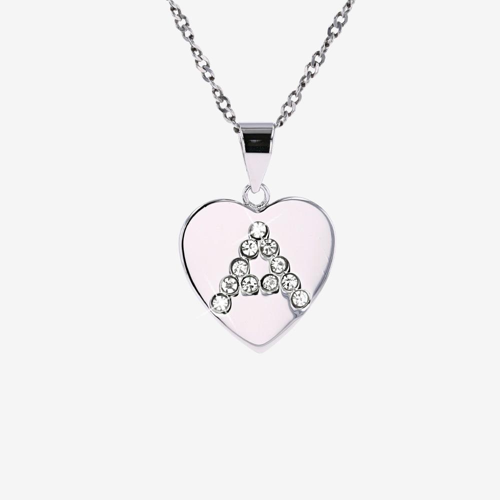 Sterling Silver 'A' Initial Heart Necklace