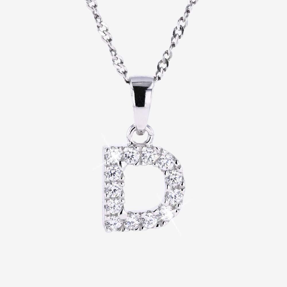 Sterling Silver 'D' Initial Necklace