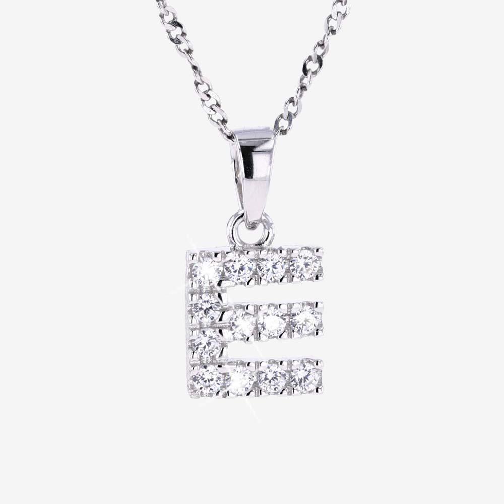 Sterling Silver 'E' Initial Necklace