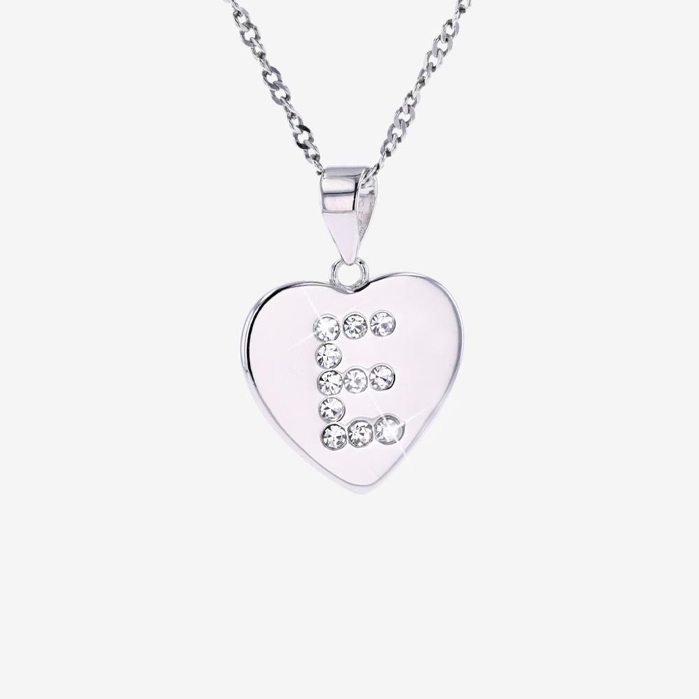 Sterling Silver 'E' Initial Heart Necklace