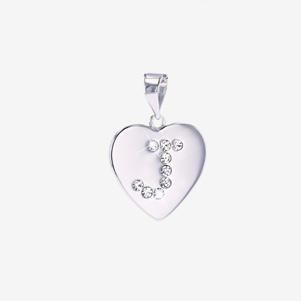 Sterling Silver 'J' Initial Heart Pendant