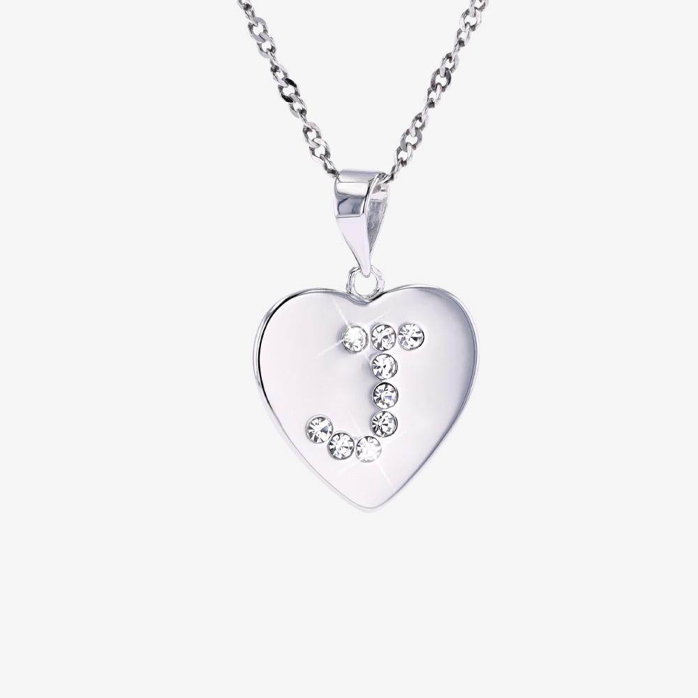 Sterling Silver 'J' Initial Heart Necklace
