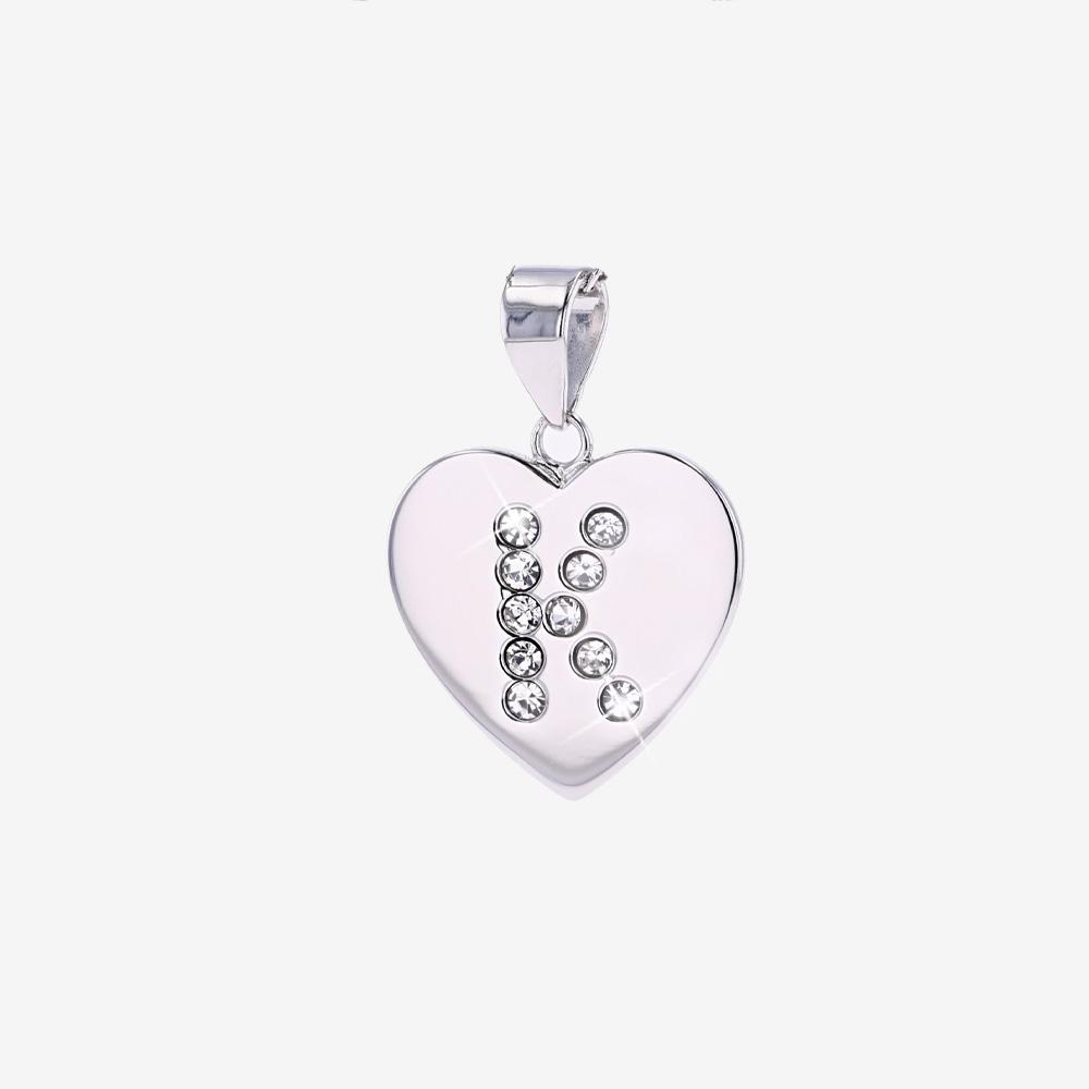 Sterling Silver 'K' Initial Heart Pendant