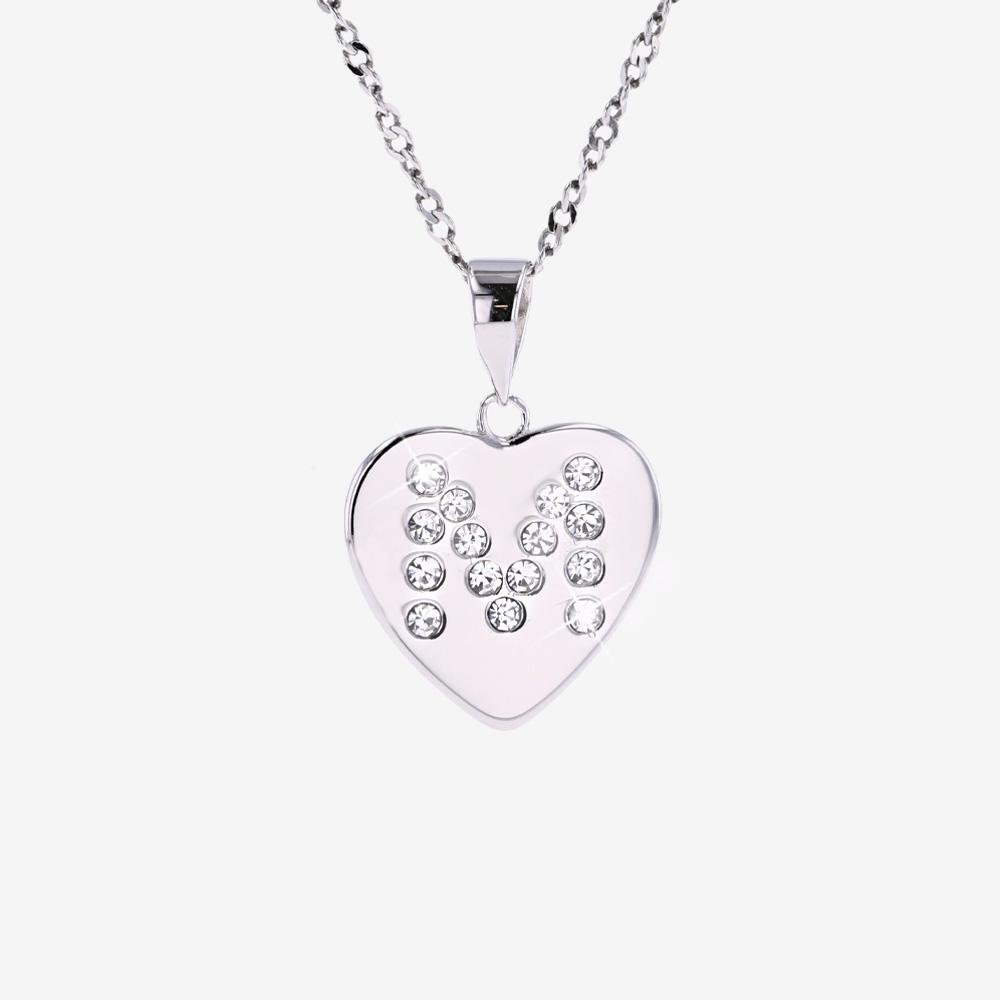 Sterling Silver 'M' Initial Heart Necklace