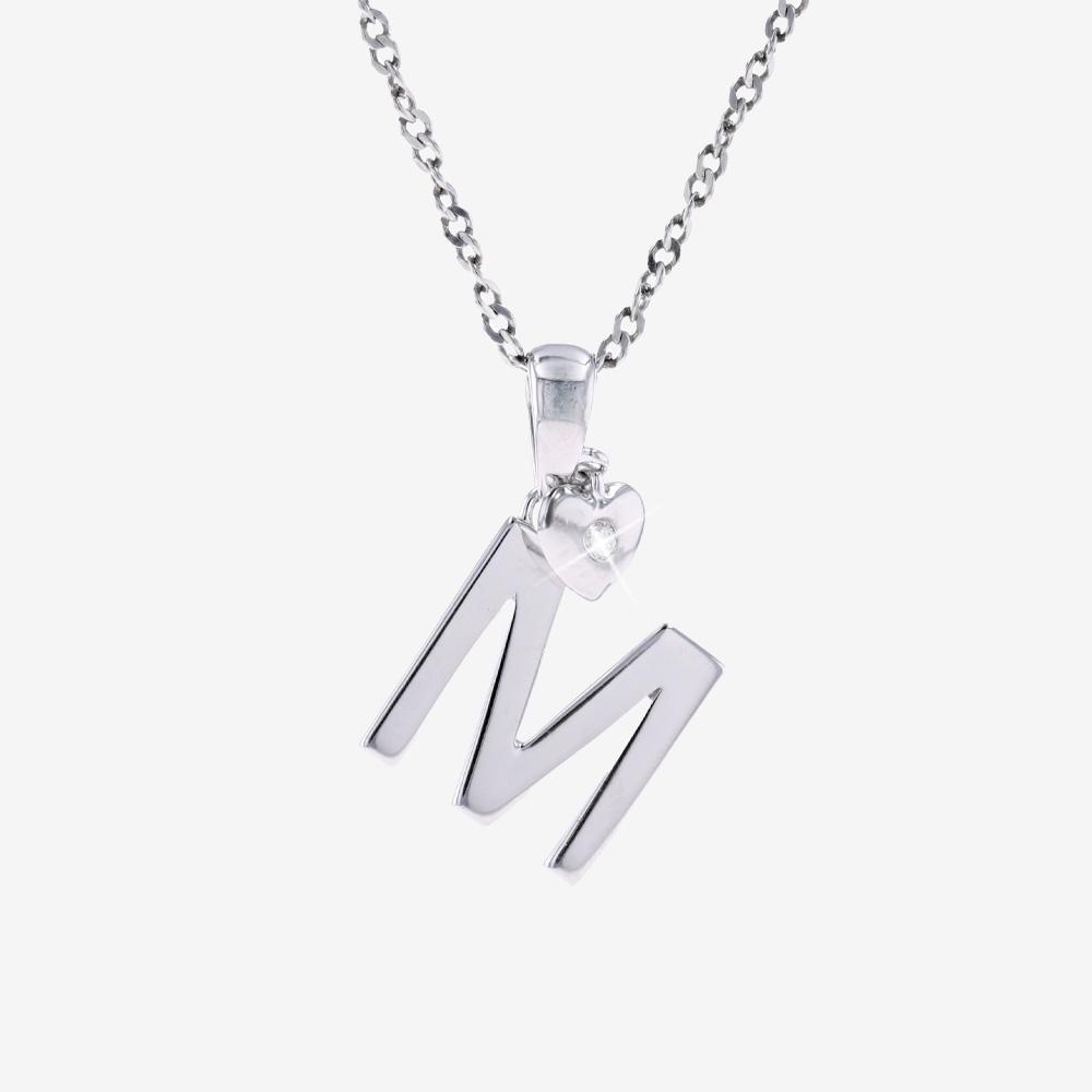 Sterling Silver Real Diamond Lab-Grown Initial 'M' Necklace