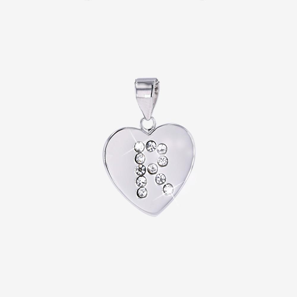 Sterling Silver 'R' Initial Heart Pendant