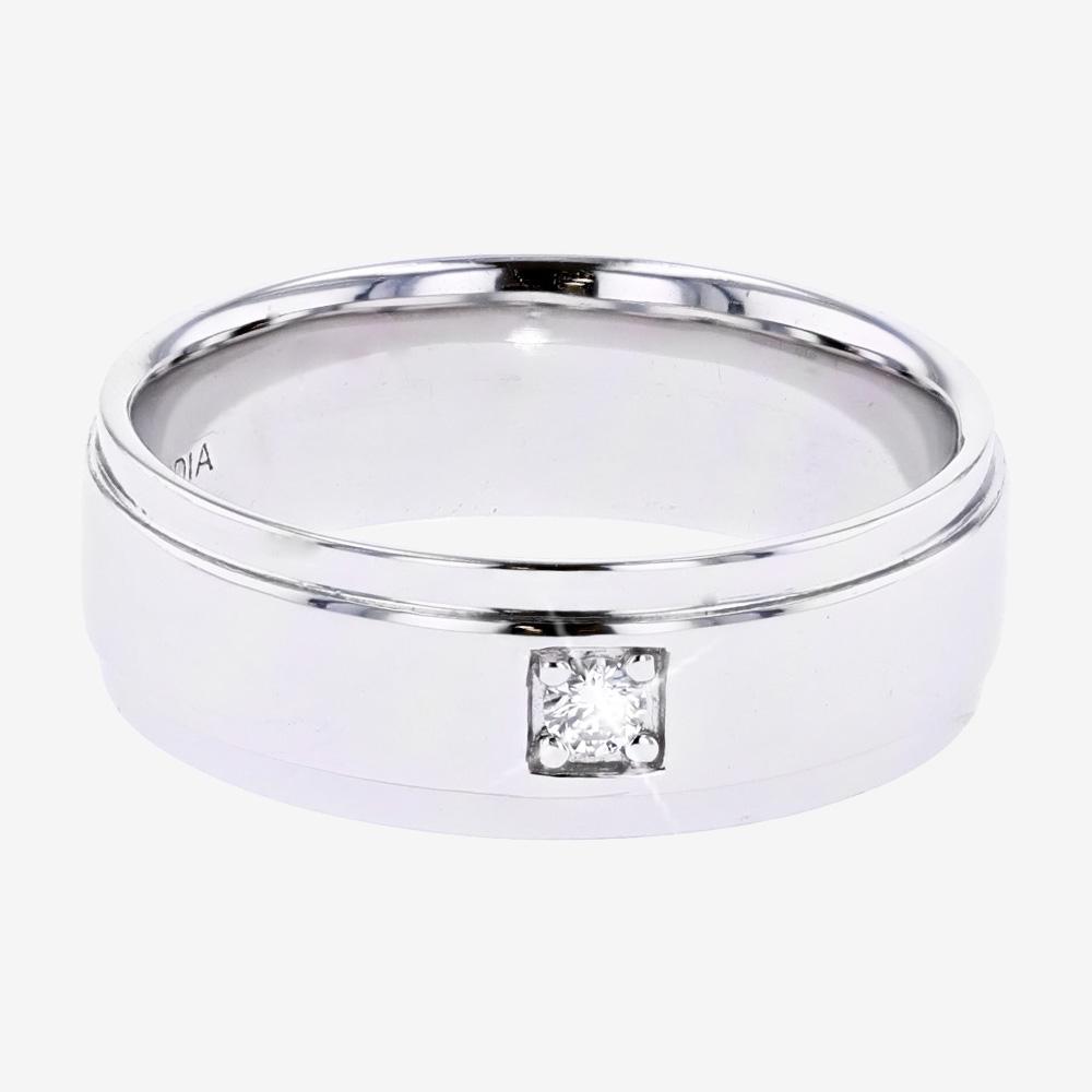 Silver Real Diamond Lab-Grown Men's Band