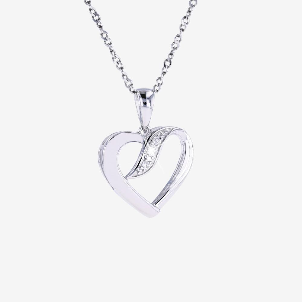 Silver Real Diamond Lab-Grown Heart Necklace