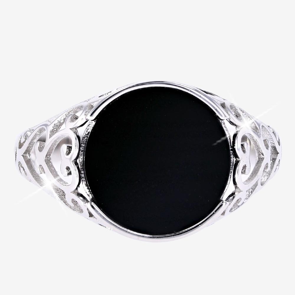 Silver Men's Onyx Signet Ring