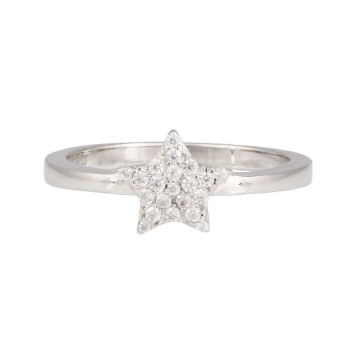 Sterling Silver Pavé Cubic Zirconia Star Ring