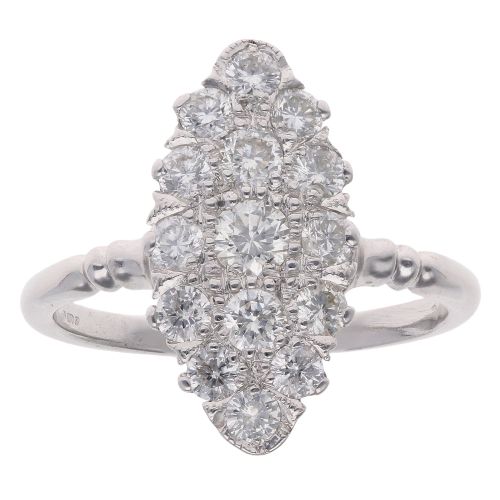 14ct White Gold 1.10ct Brilliant Cut Diamond Cluster Ring