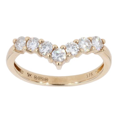 9ct Yellow Gold 0.52cts Diamond Wishbone Ring by Anya Belle
