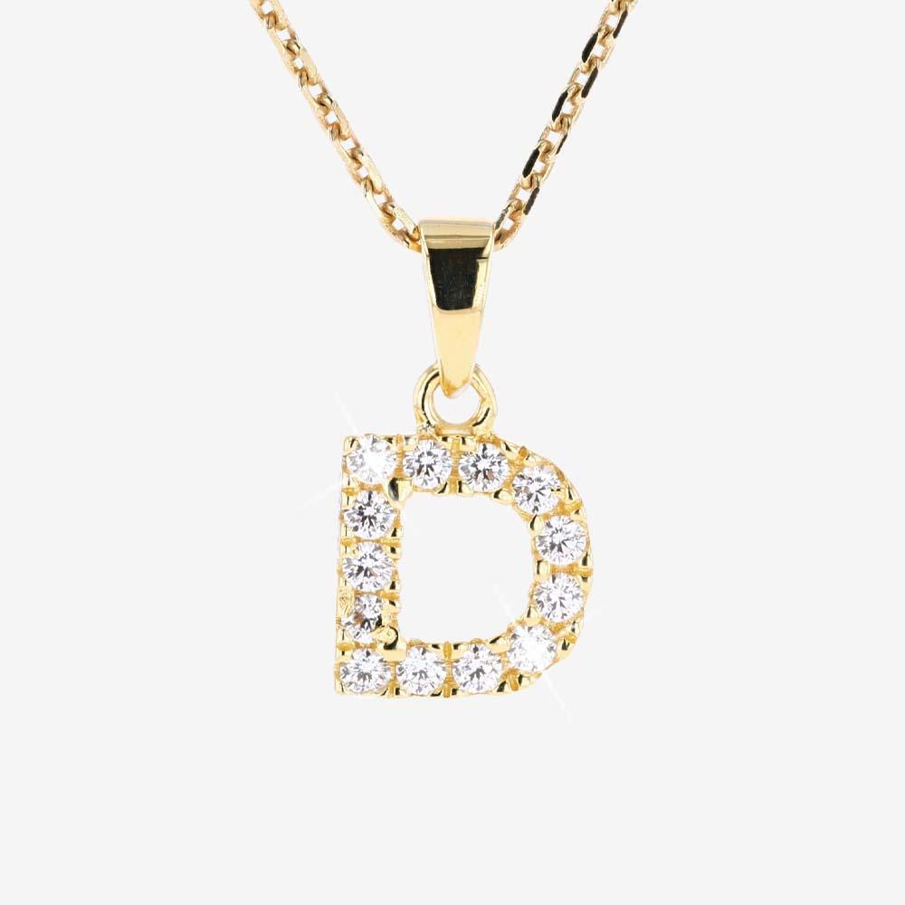 18ct Gold Vermeil On Silver 'D' Initial Necklace
