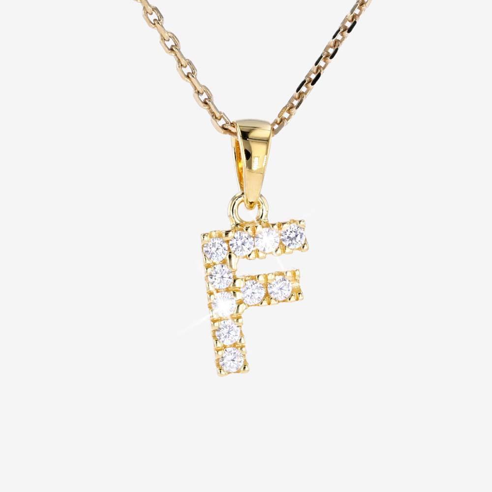 18ct Gold Vermeil On Silver 'F' Initial Necklace