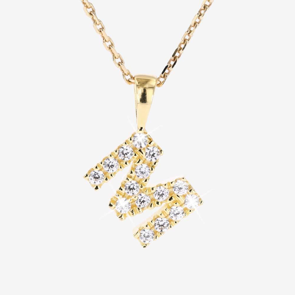18ct Gold Vermeil On Silver 'M' Initial Necklace