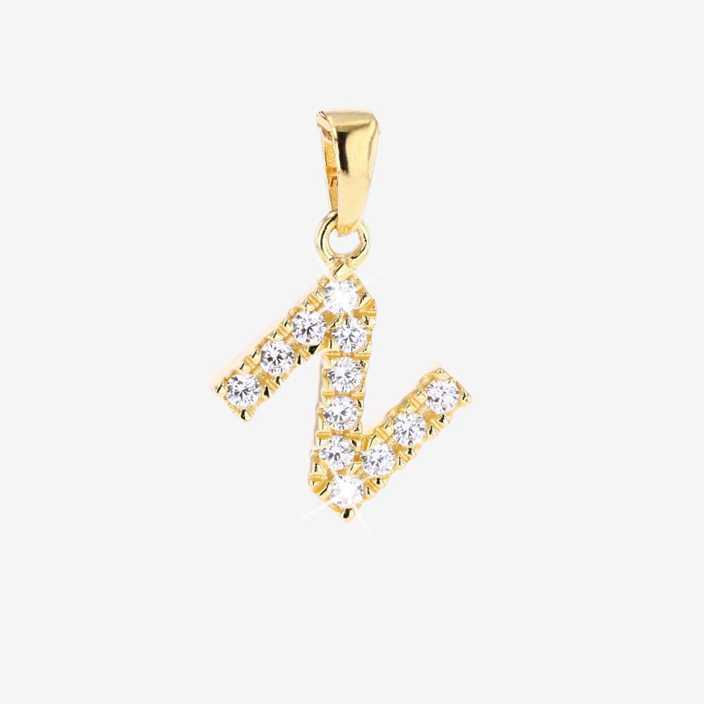 18ct Gold Vermeil On Silver 'N' Initial Pendant