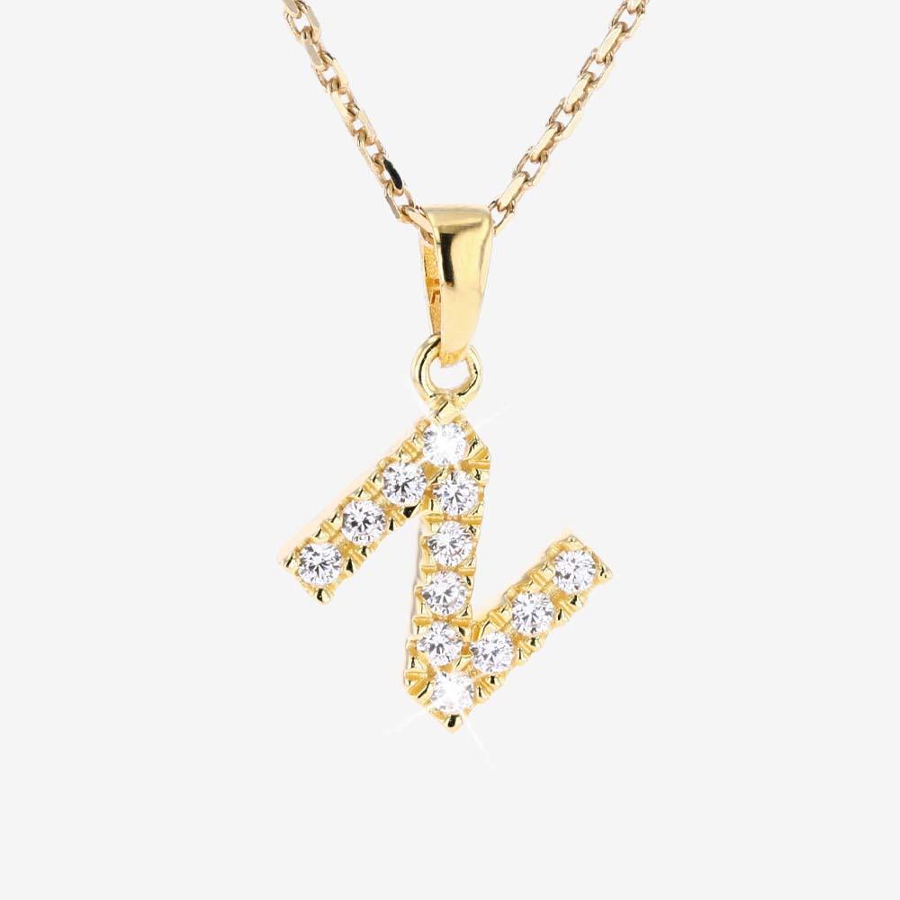 18ct Gold Vermeil On Silver 'N' Initial Necklace