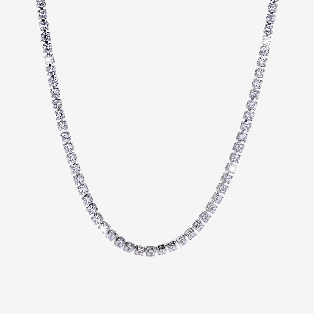 Tennis Necklace, Platinum Tone 2mm
